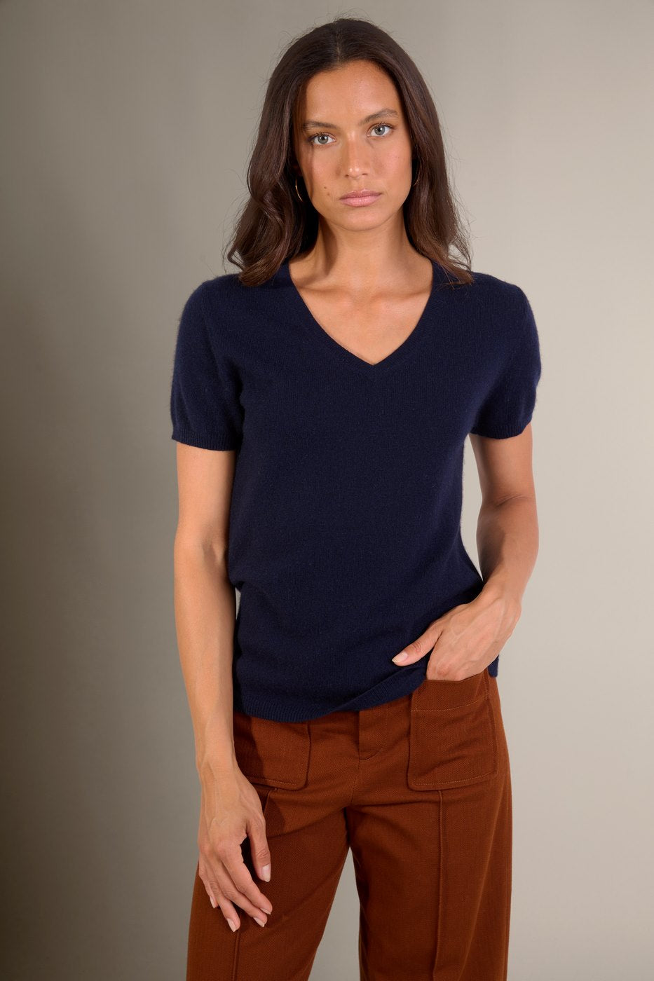 V-halset T-shirt Efimia - Marine