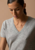 T-Shirt Col V Efimia - Nuage Chiné