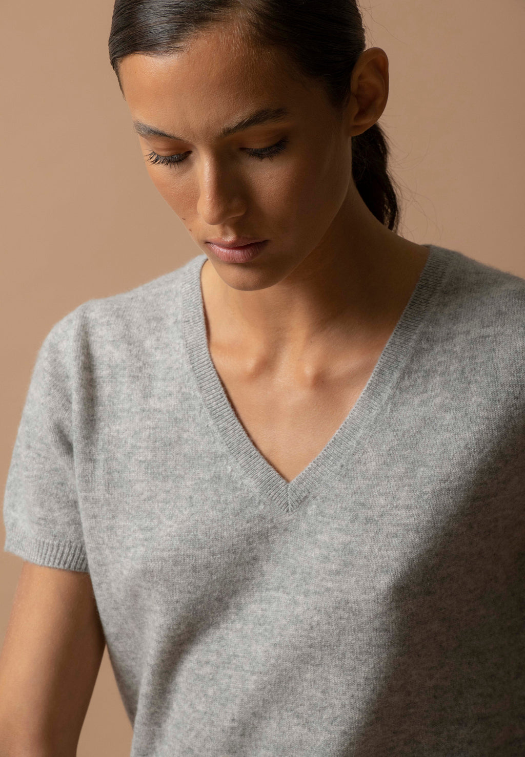 V-Neck T-Shirt - Efimia - Cloudy Marl