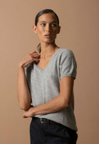 V-Neck T-Shirt - Efimia - Cloudy Marl