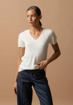 V-Neck T-Shirt - Efimia - Ivory