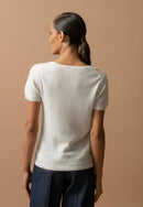 T-Shirt Col V - Efimia - Ivoire