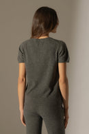 T-Shirt Col V - Efimia - Anthracite Chiné