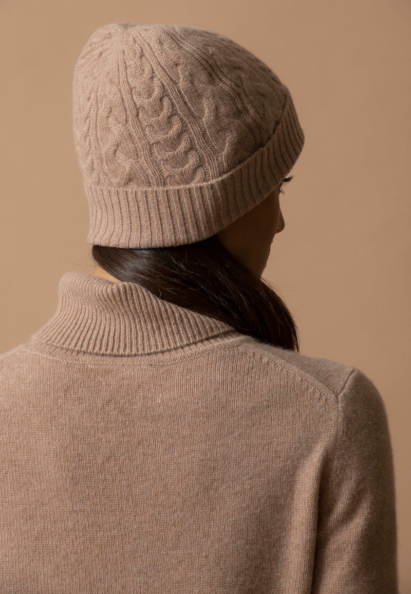 Bonnet 4 Fils - Popi - Camel Chiné