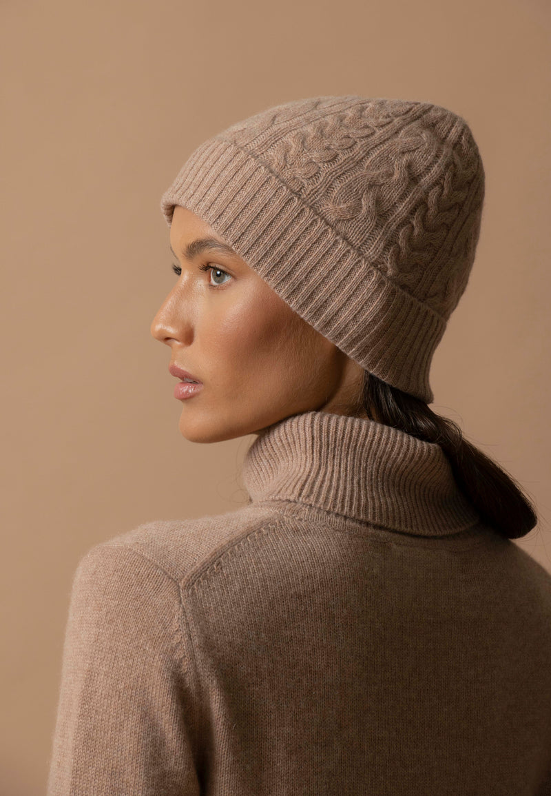 Bonnet 4 Fils - Popi - Camel Chiné