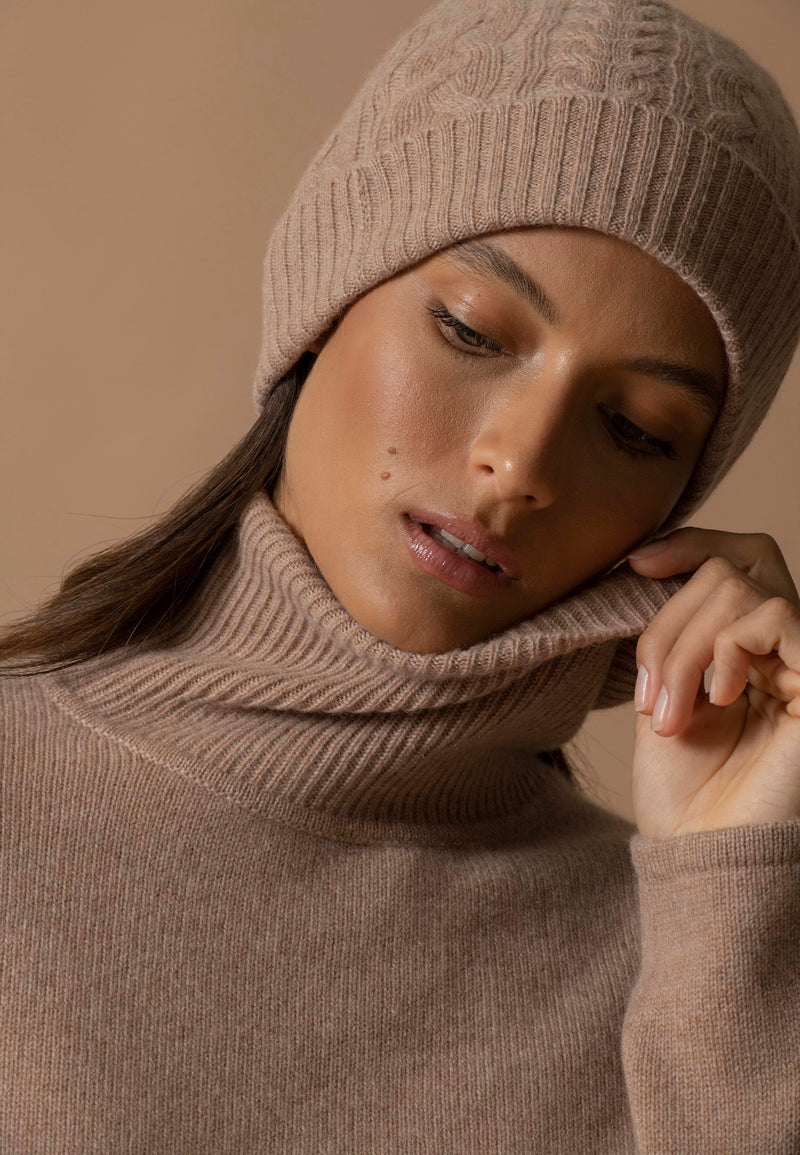 Bonnet 4 Fils - Popi - Camel Chiné