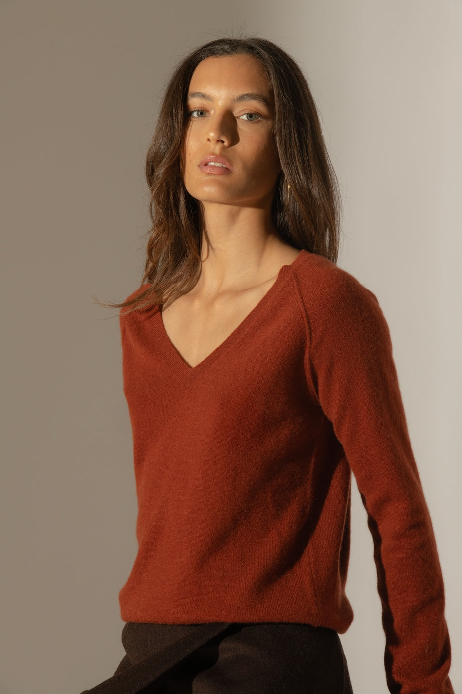 Pull Col V Penelope - Écureuil