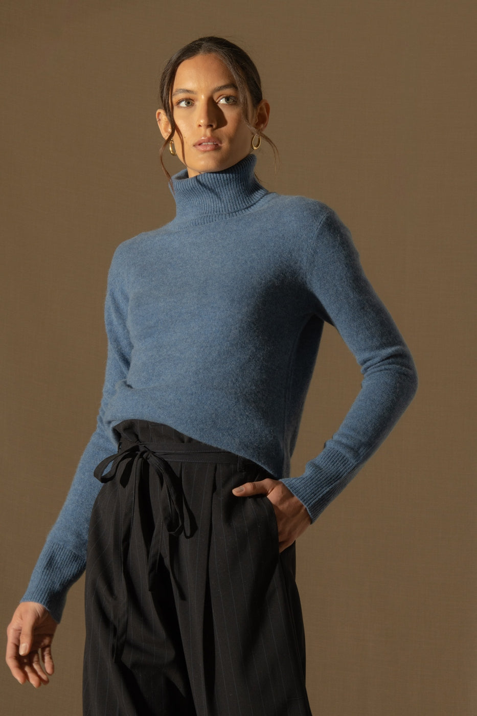 Pull Col Roulé Tracy - Bleu Denim