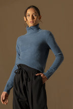 Pull Col Roulé Tracy - Bleu Denim
