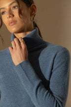 Pull Col Roulé Tracy - Bleu Denim