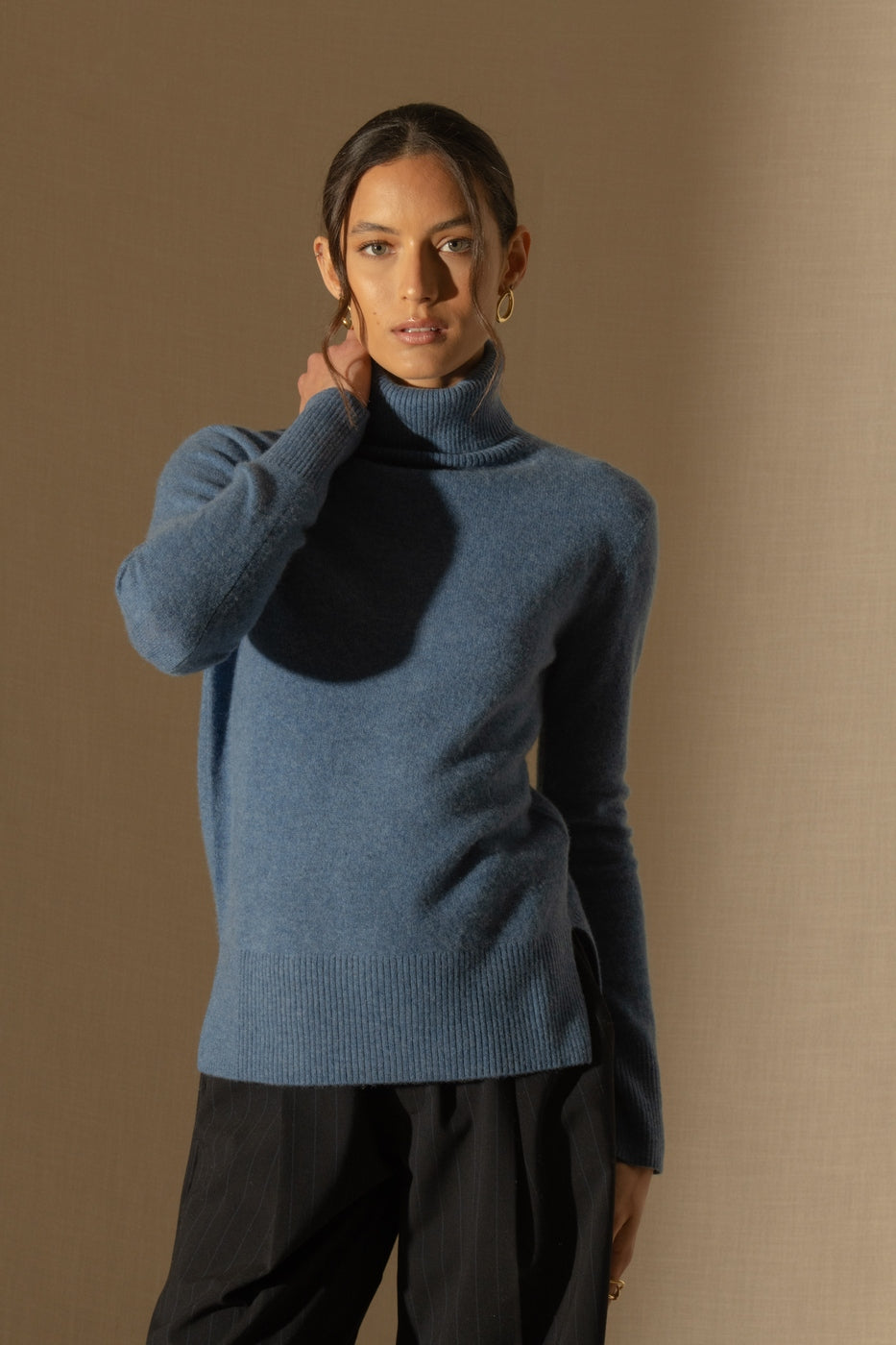 Pull Col Roulé Tracy - Bleu Denim