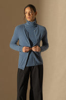 Cardigan - 100% Cachemire 2 Fils - Bleu Denim - Femme