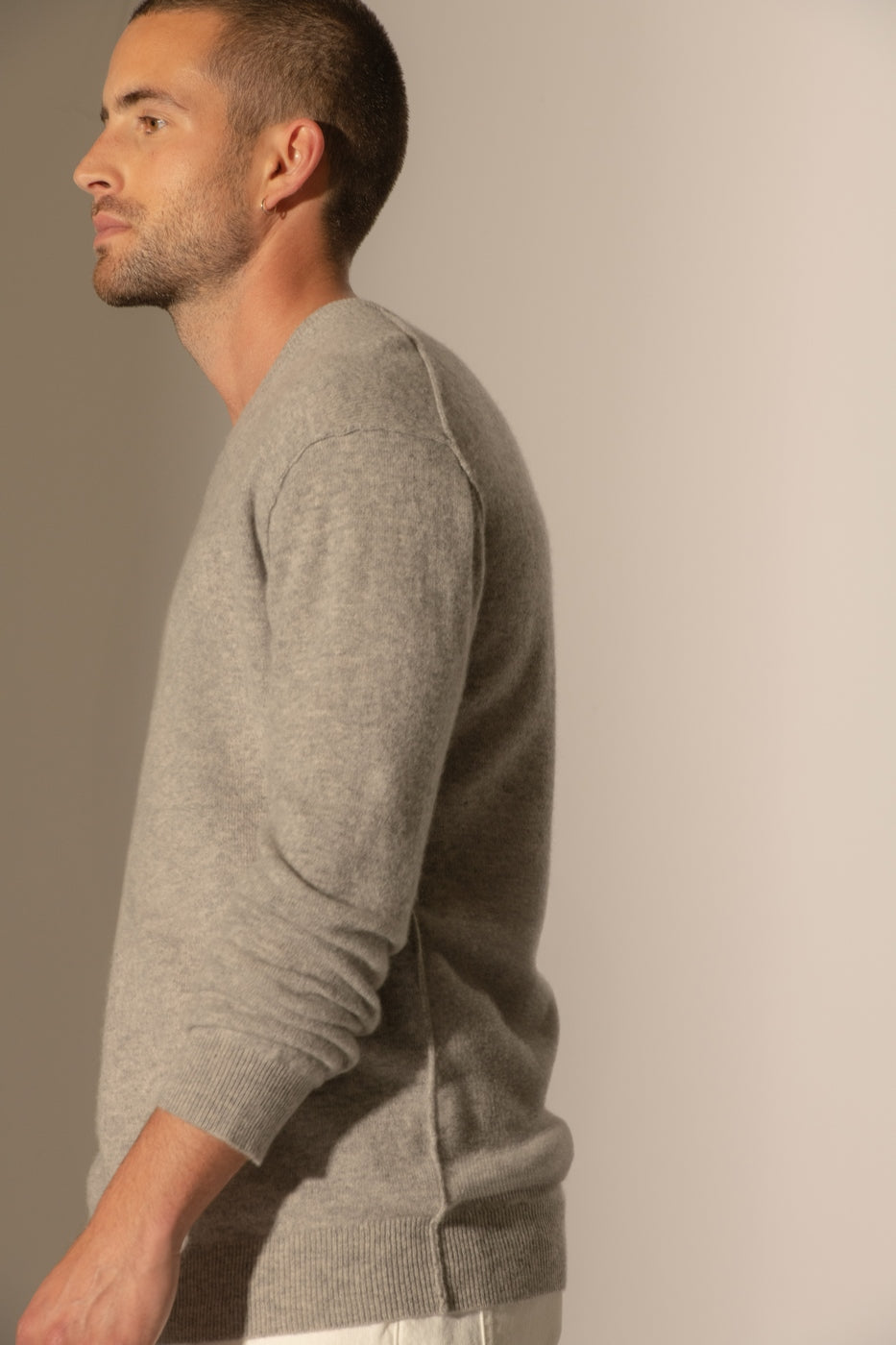 Round Neck Jumper - Soan - Heathered Cloud