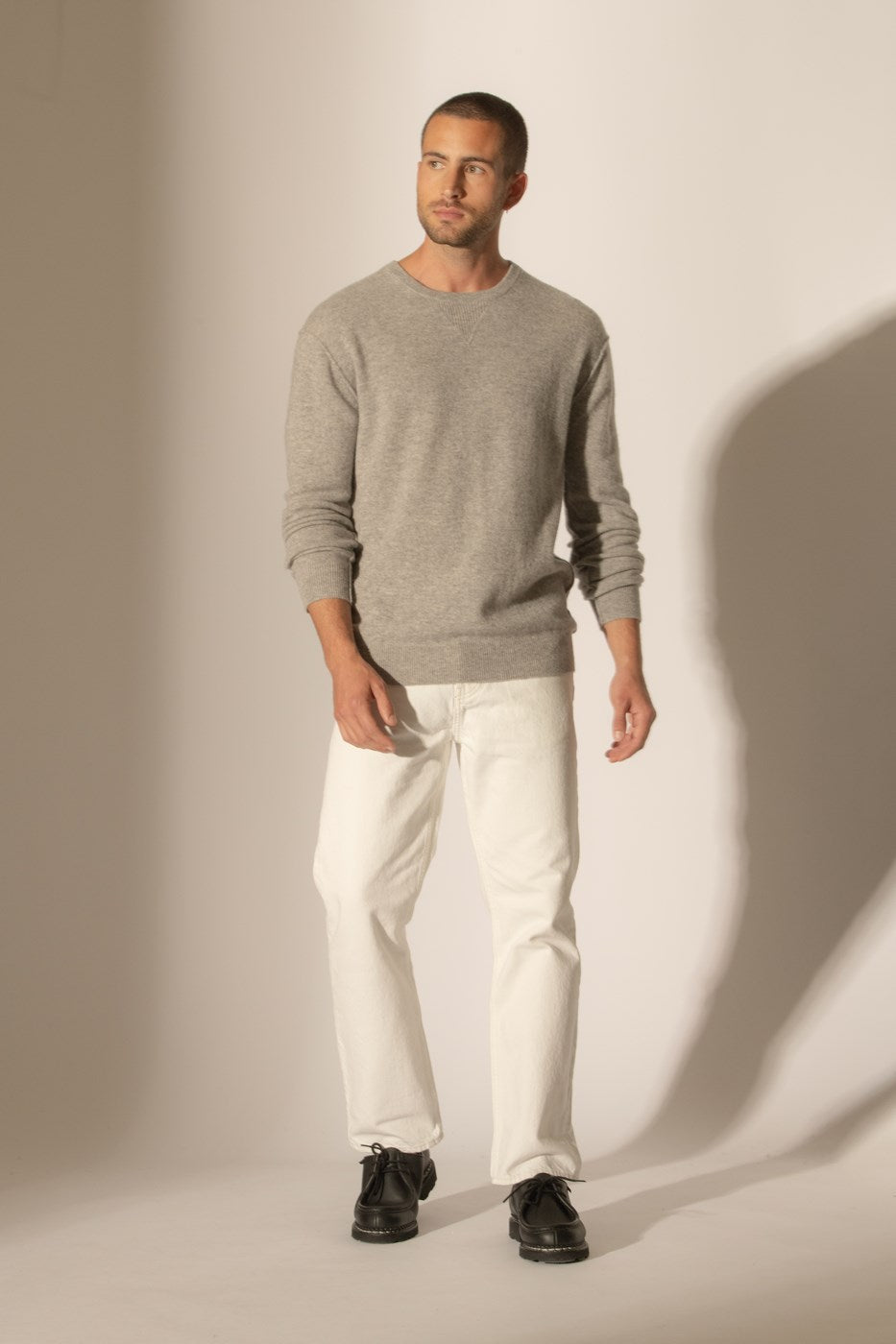 Round Neck Jumper - Soan - Heathered Cloud