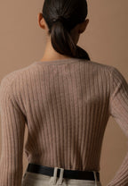 Pull Col Rond Kylie - Camel Chiné