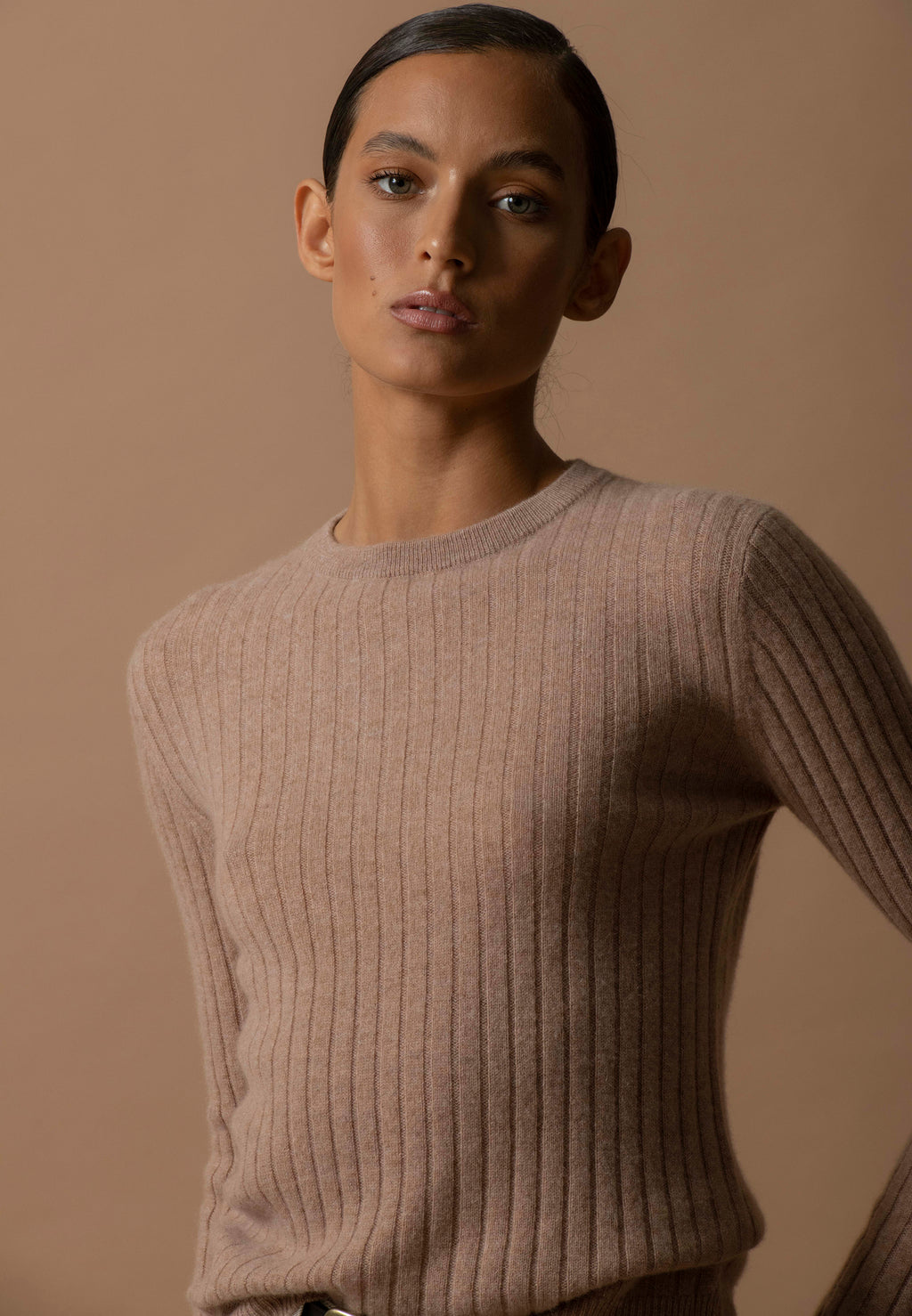 Pull Col Rond Kylie - Camel Chiné