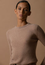 Pull Col Rond Kylie - Camel Chiné