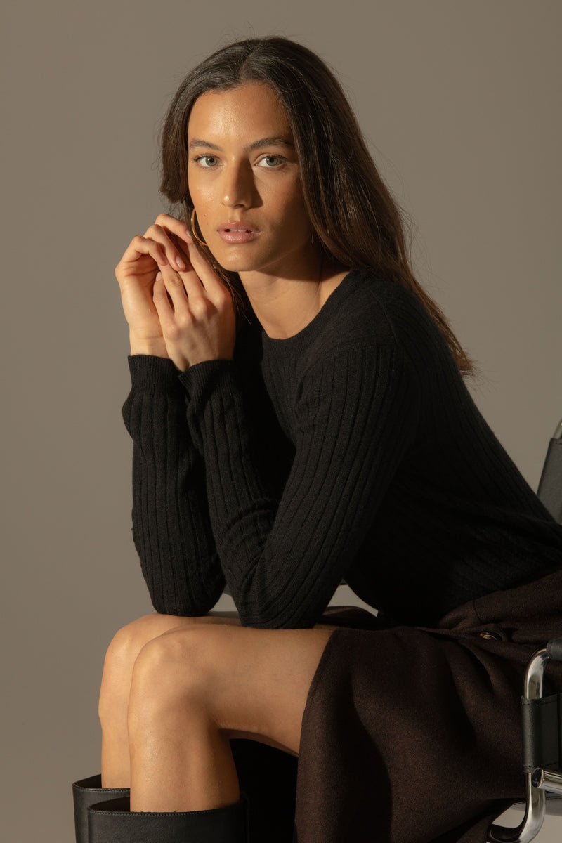 Crew Neck Jumper - Kylie - Black