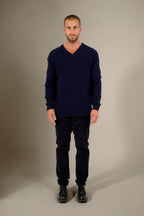 Pull Col V 4 Fils Enzo - Marine