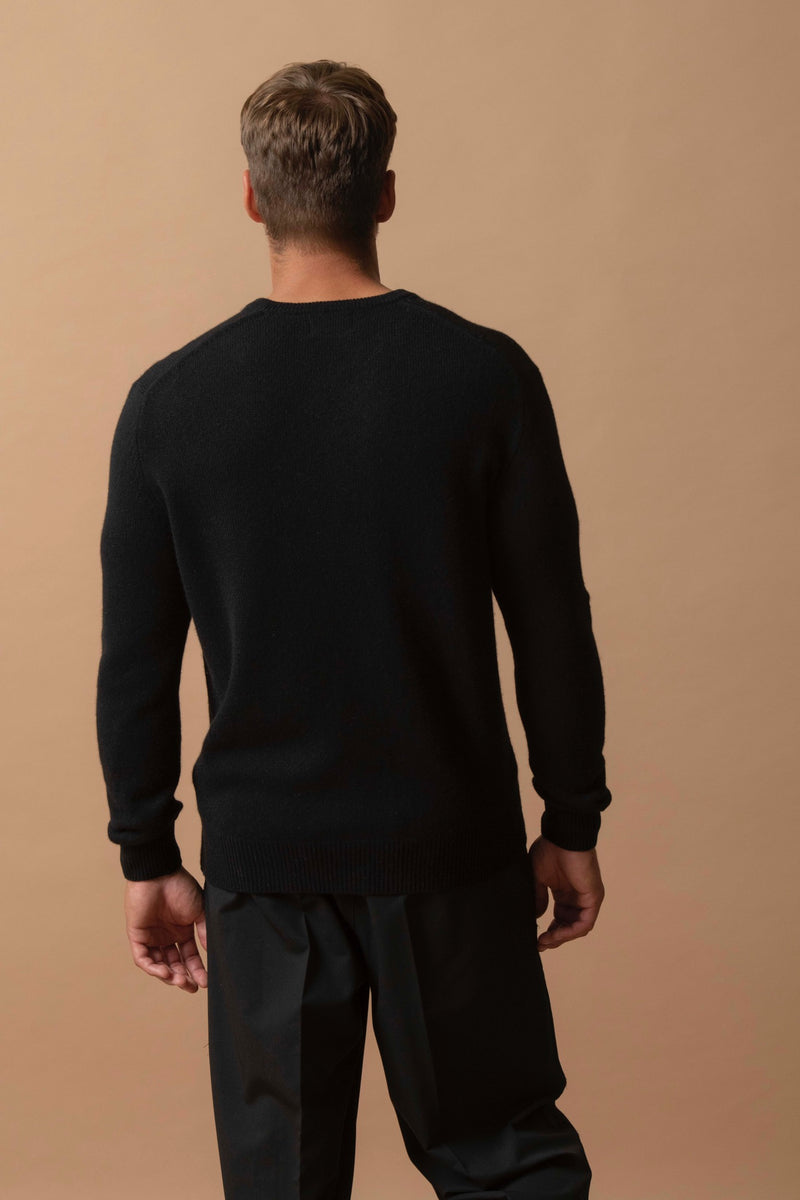 Pull Col V 4 Fils - Enzo - Noir