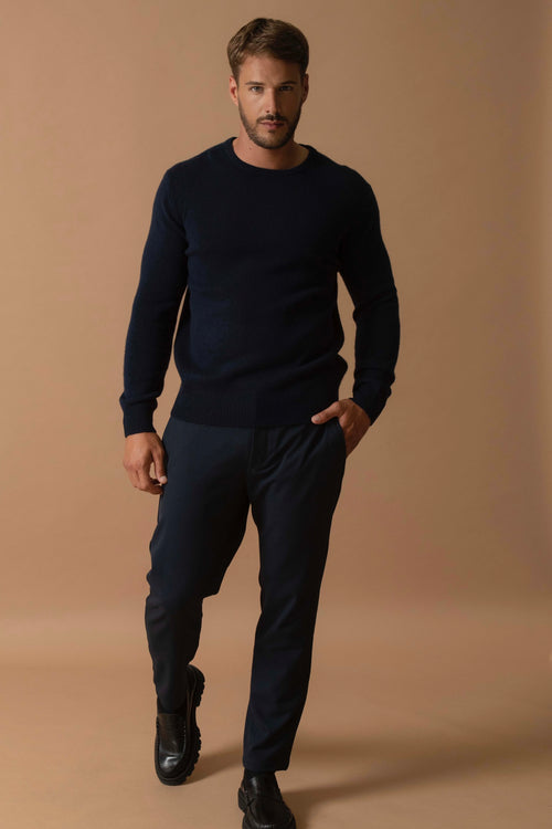 Pull Col Rond 4 Fils - Eden - Navy