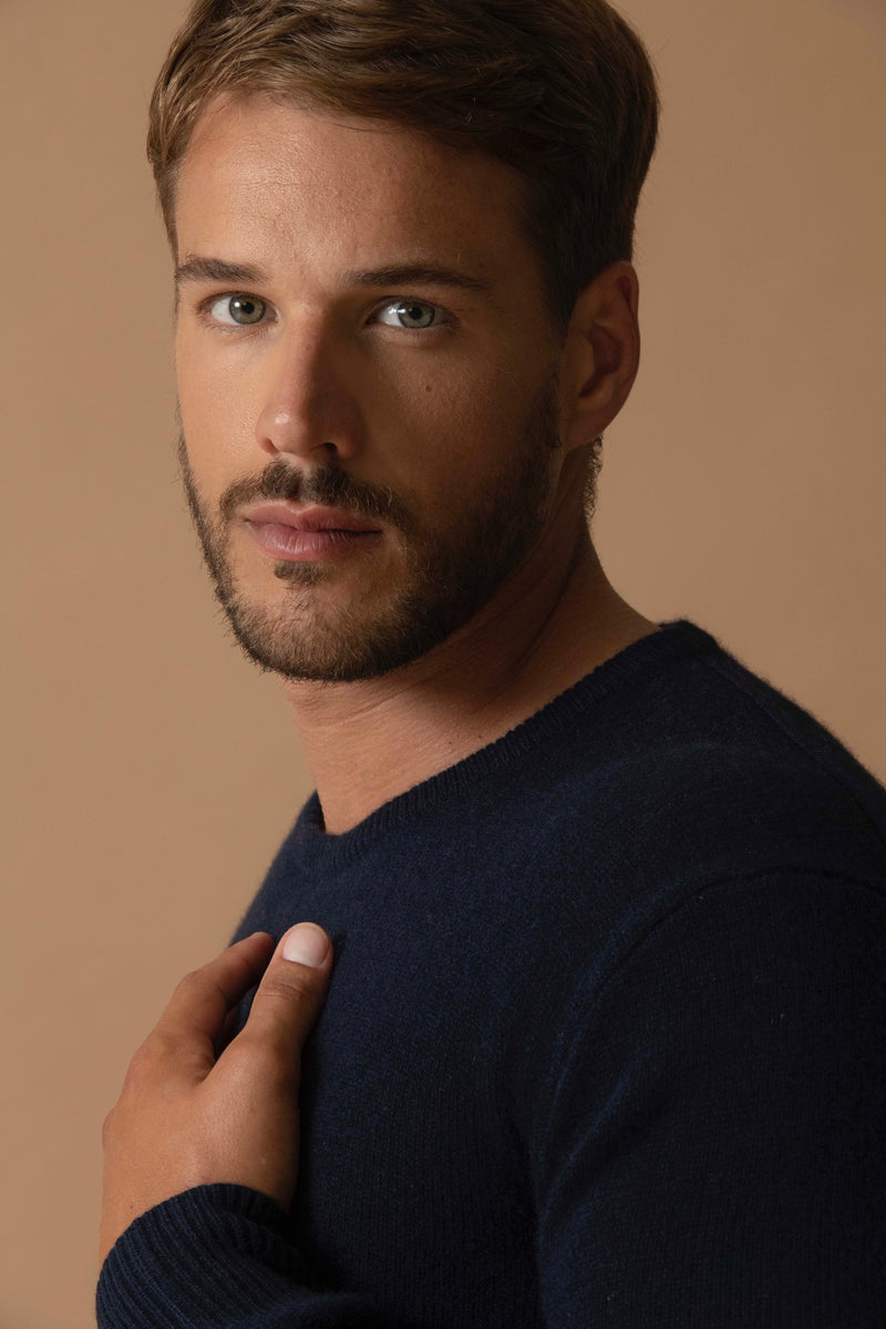 Pull Col Rond 4 Fils - Eden - Navy