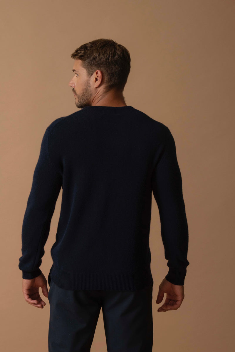 Pull Col Rond 4 Fils - Eden - Navy