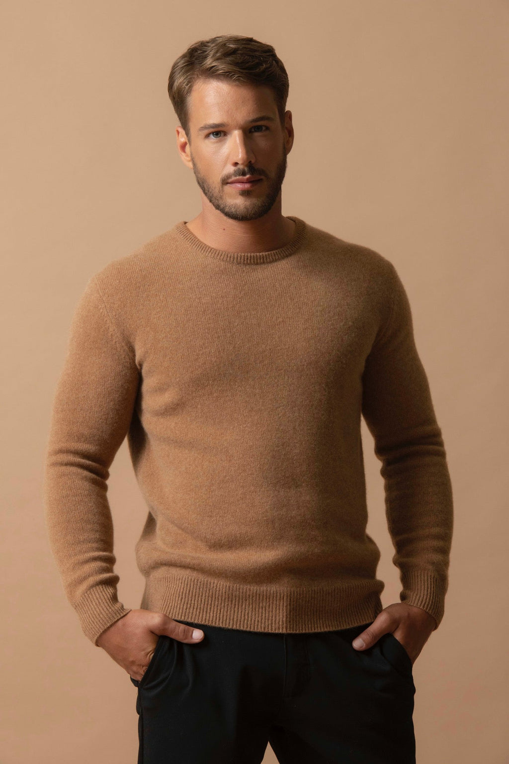 Pull Col Rond 4 Fils - Eden - Noisette