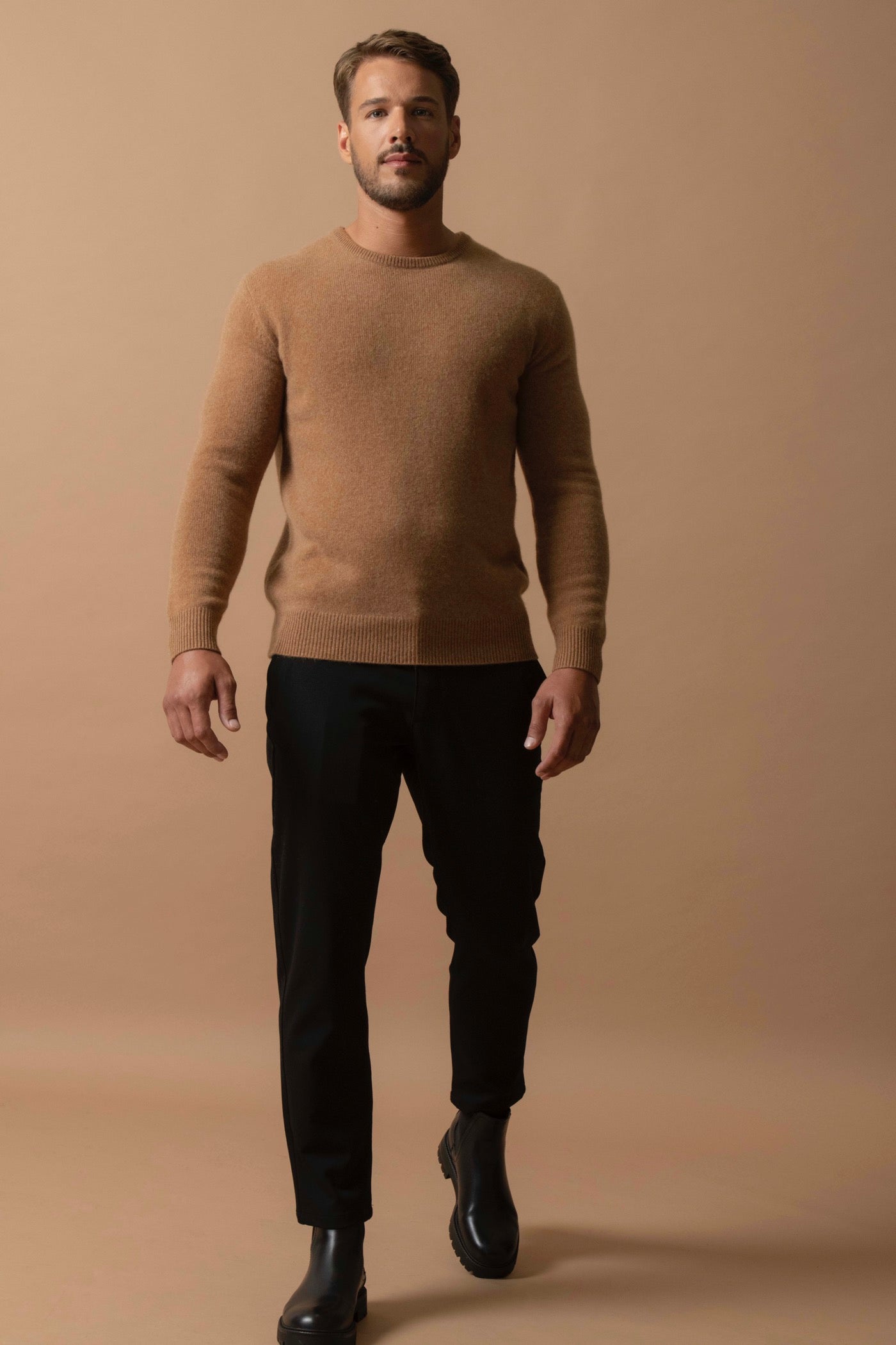 Pull Col Rond 4 Fils - Eden - Noisette