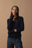 Pull Col V 4 Fils - Gaby - Navy