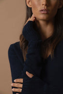 Pull Col V 4 Fils - Gaby - Navy