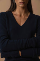 Pull Col V 4 Fils - Gaby - Navy