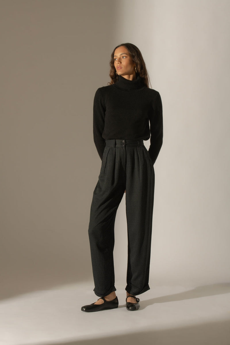 Suéter de cuello alto de 4 capas - Willow - Negro