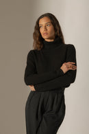 Suéter de cuello alto de 4 capas - Willow - Negro