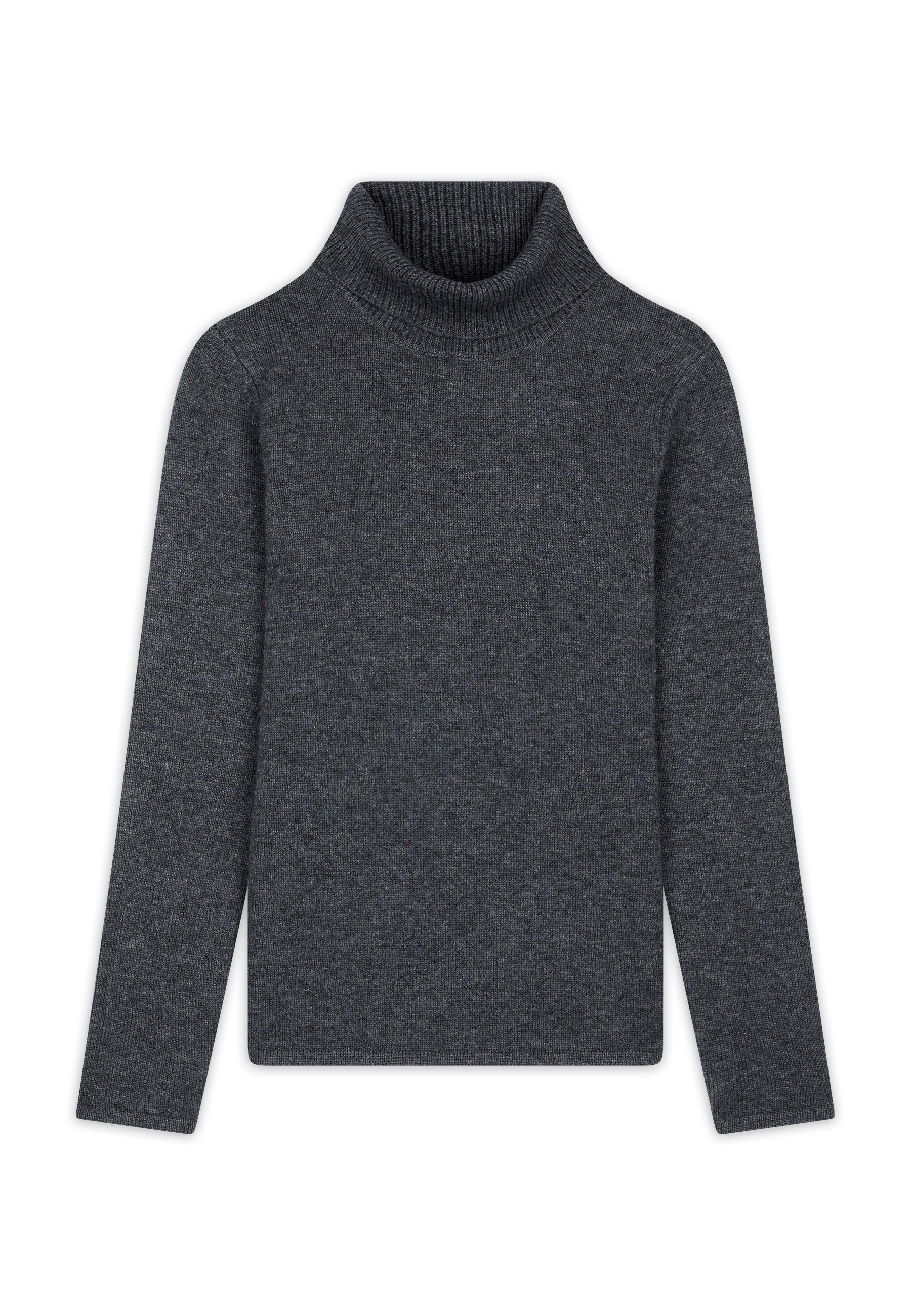 4-Ply Roll-Neck Jumper - Willow - Marl Anthracite