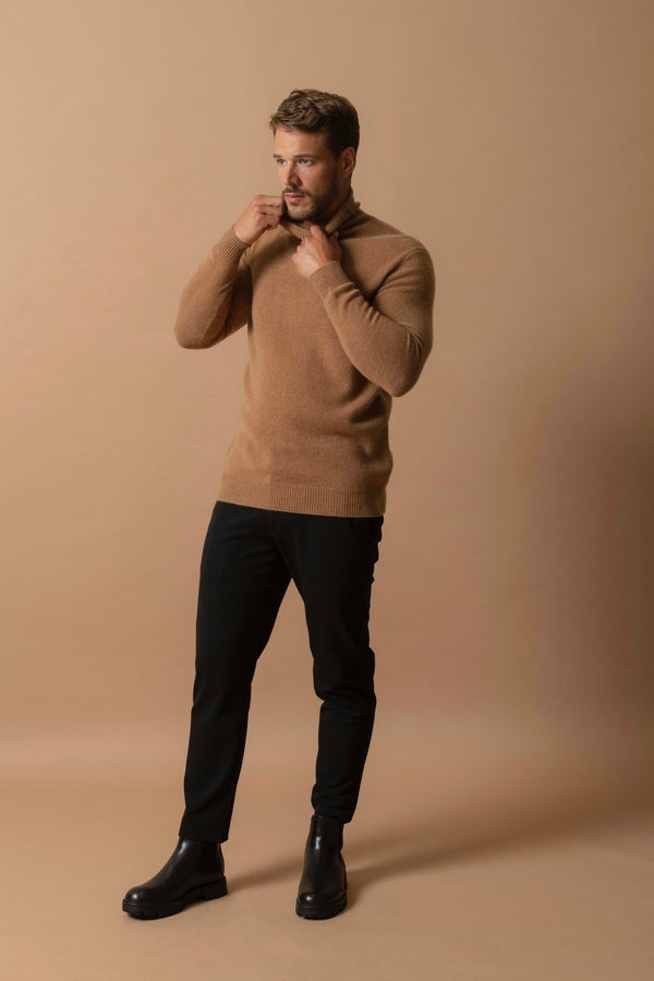 Maglione Collo Alto 4 Fili Marius - Nocciola