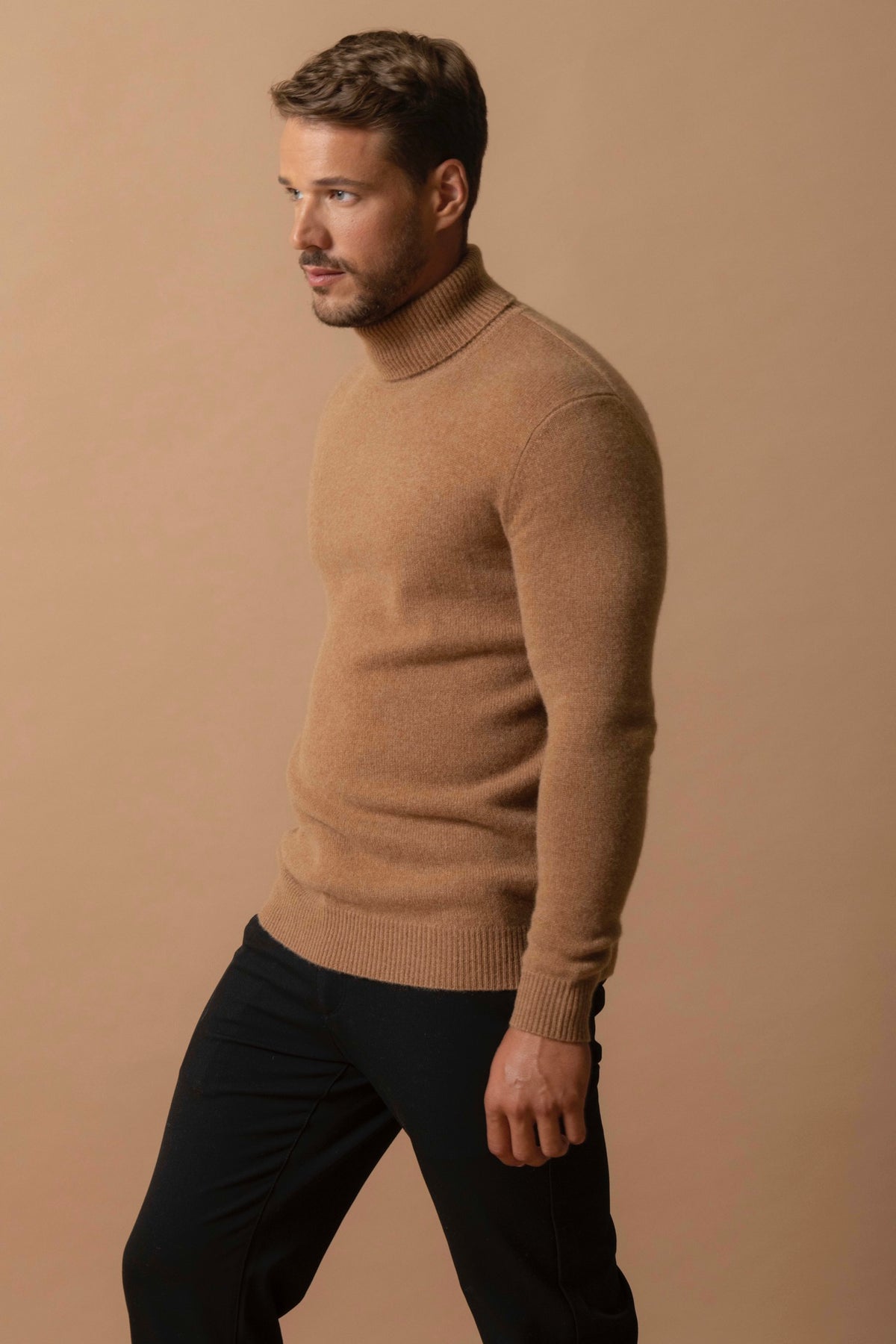 Pull Col Roulé 4 Fils Marius - Noisette