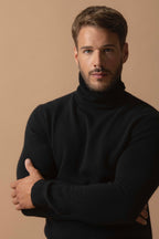 4-Ply Roll-Neck Jumper - Marius - Black