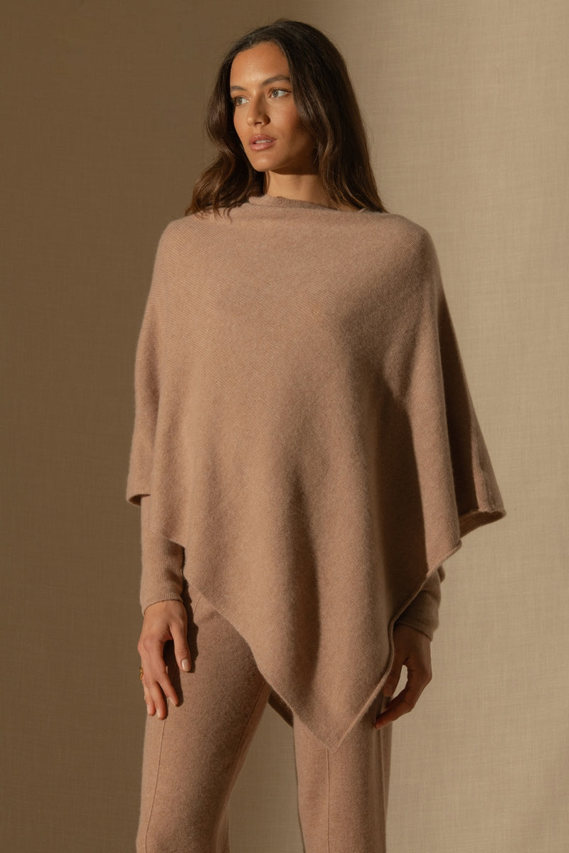 Poncho 4 Fils - Georgia - Camel Chiné