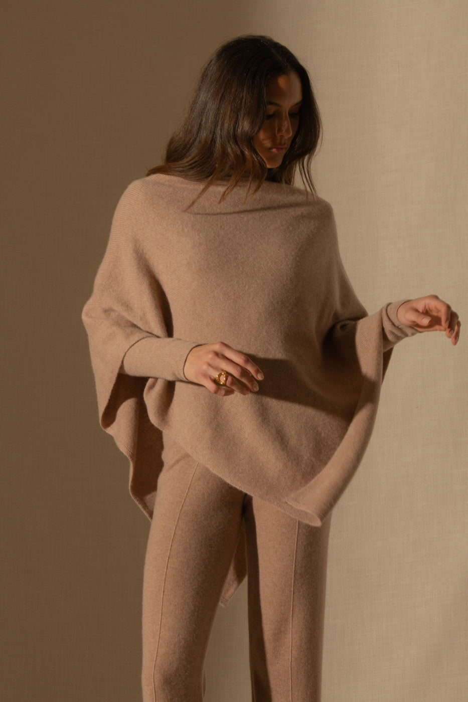 Poncho de 4 hilos - Georgia - Camel jaspeado