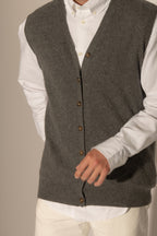 Cardigan Col V Sans Manches Arthur - Anthracite Chiné