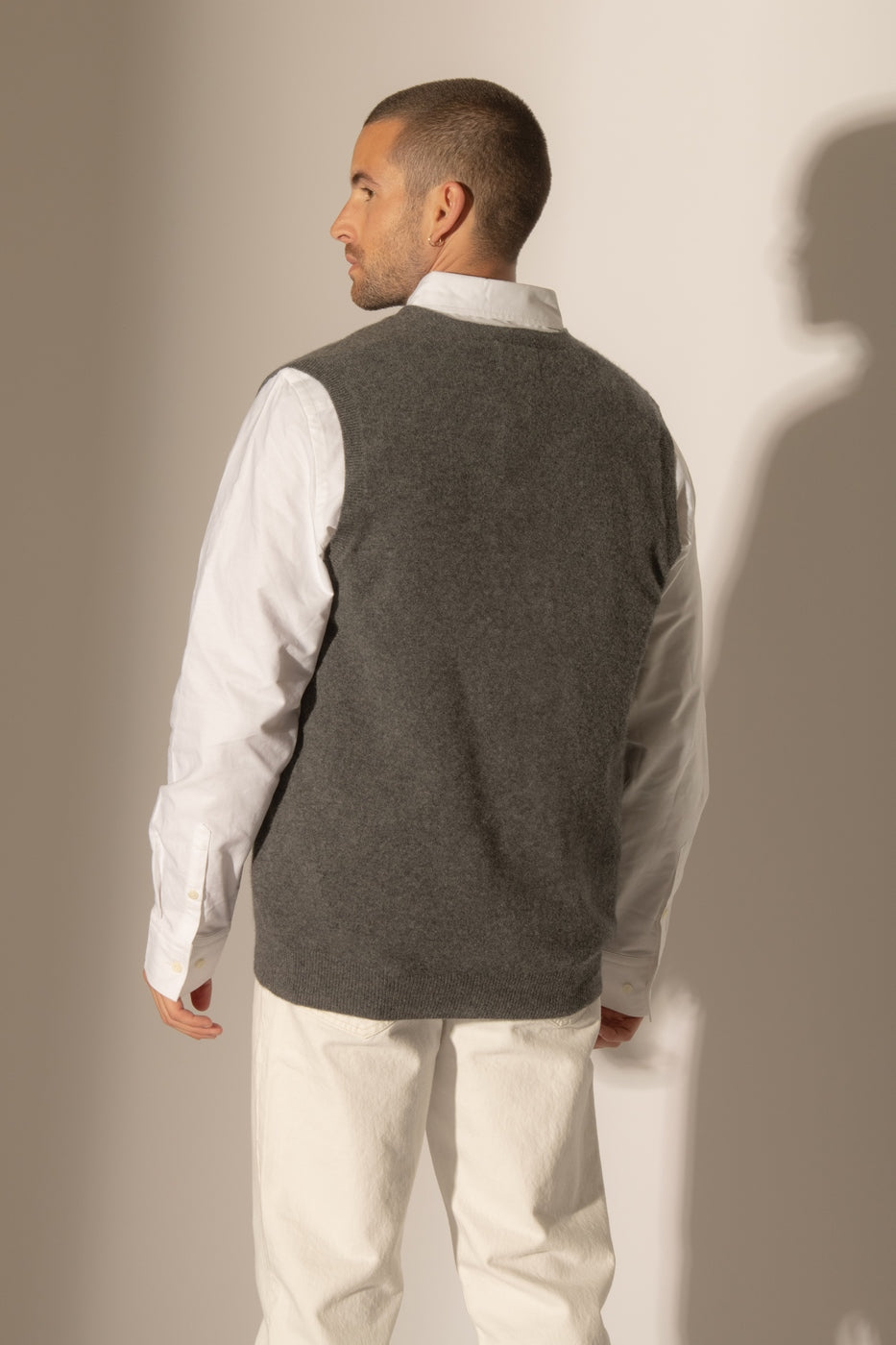 Cardigan Col V Sans Manches Arthur - Anthracite Chiné