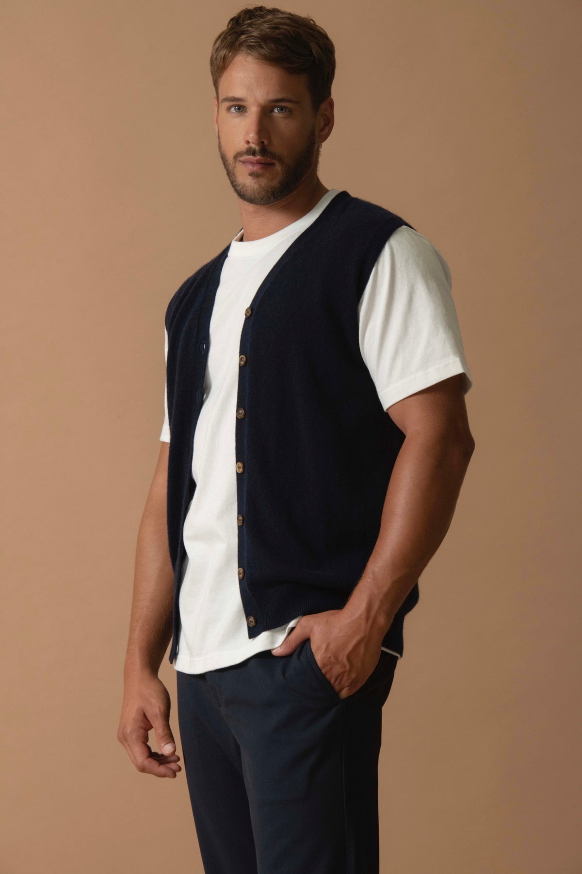 Cardigan Col V Sans Manches Arthur - Marine