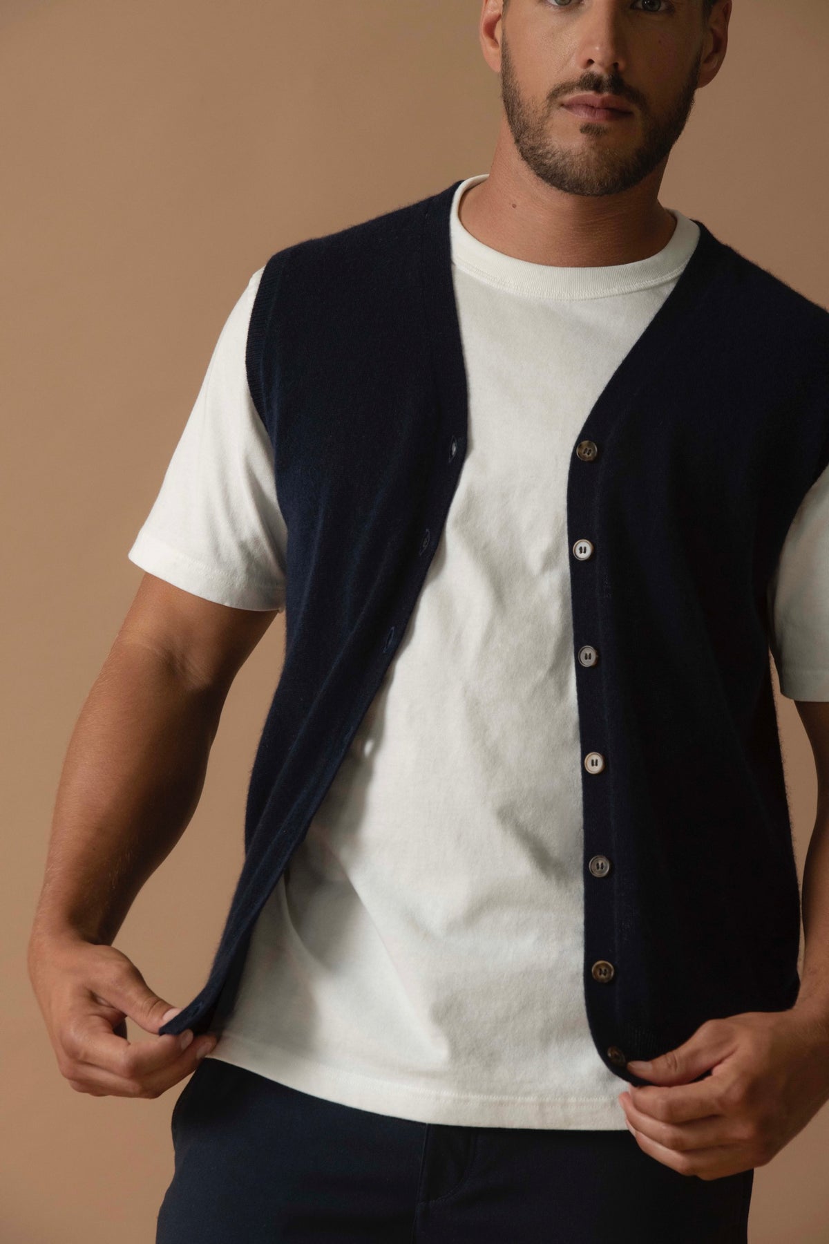 Cardigan Col V Sans Manches Arthur - Marine