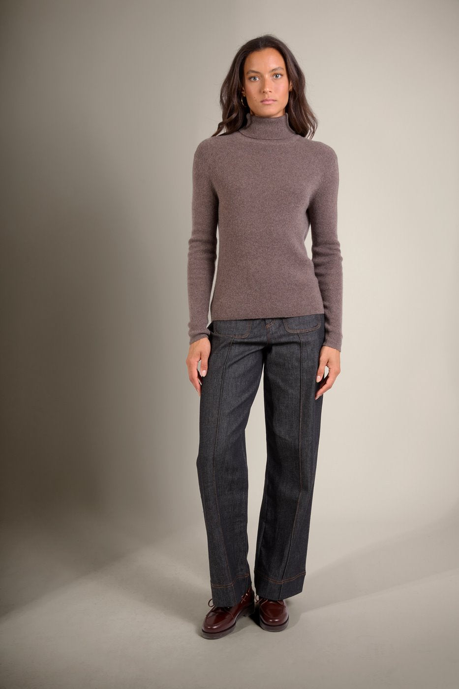 Pull Col Roulé Elly - Taupe Chiné