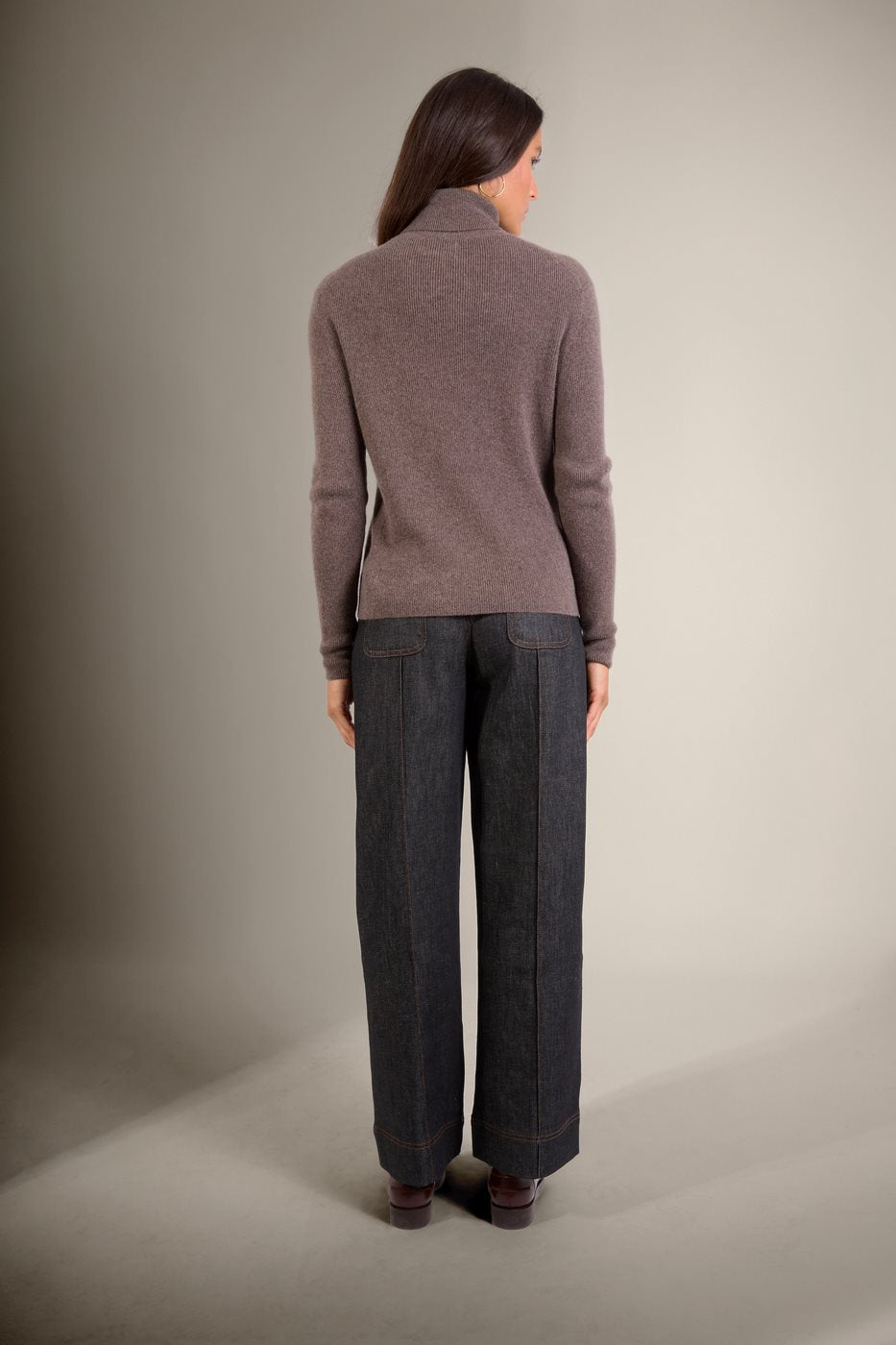 Pull Col Roulé Elly - Taupe Chiné