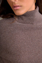 Pull Col Roulé Elly - Taupe Chiné
