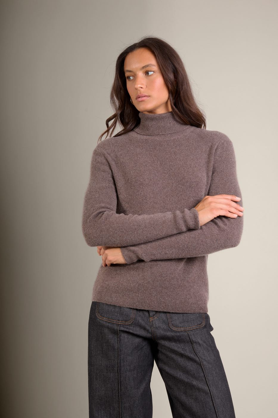 Pull Col Roulé Elly - Taupe Chiné