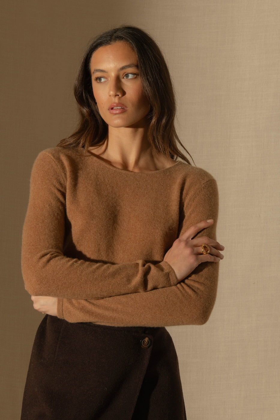 Pull Col Rond Oprah - Noisette