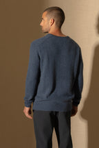 Jersey Cuello en V 4 Hilos - Enzo - Océano Jaspeado